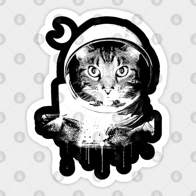 BW Astronaut Cat Sticker by clingcling